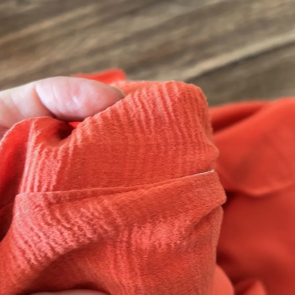 Etro orange v neck ruffle front side zip sleeveless top - Picture 9 of 11